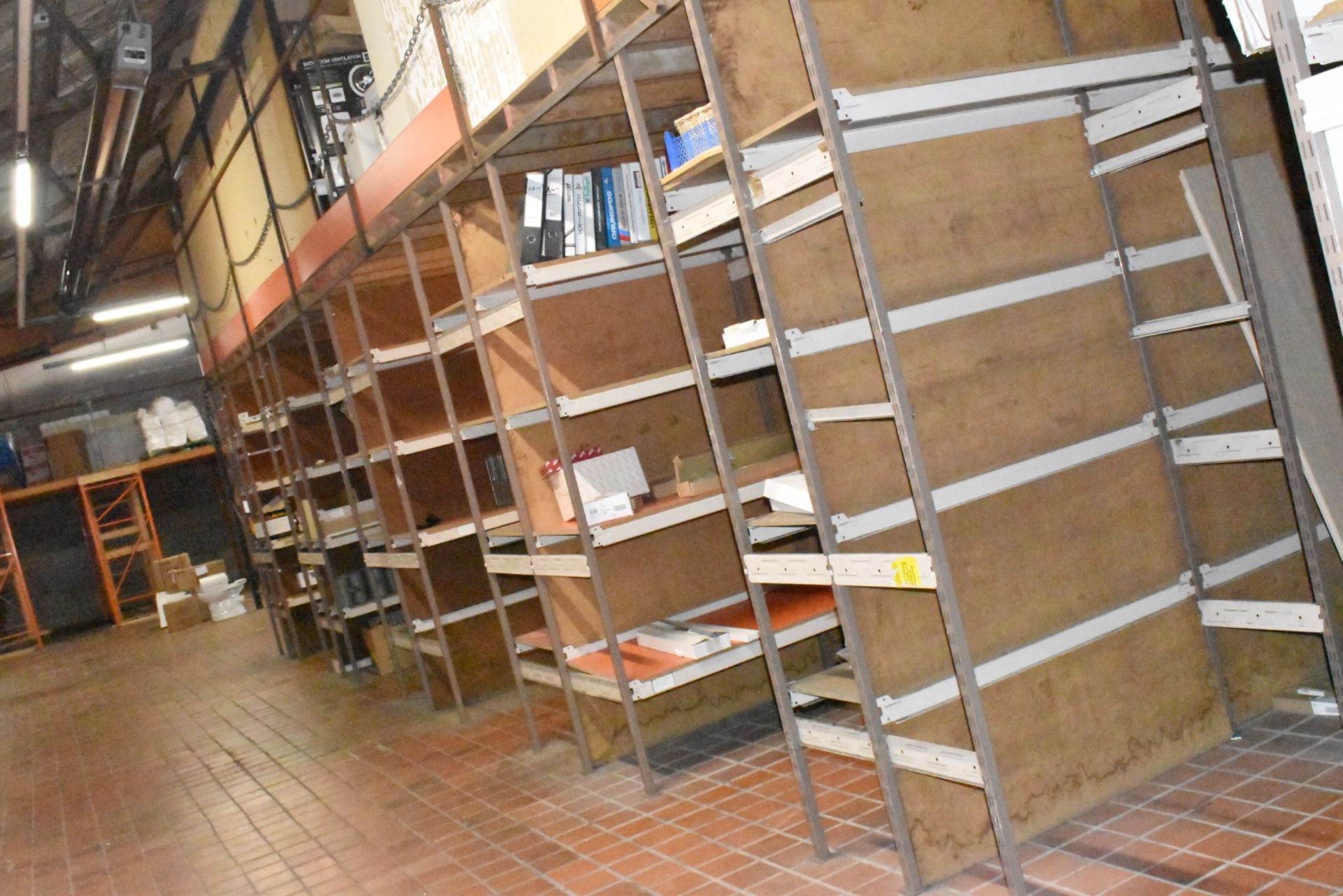 1 x Mezzanine Floor Over a Large Collection of Shelving With Timber Staircase - Size: 3m x 12m x 9m - Image 36 of 38
