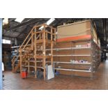 1 x Mezzanine Floor Over a Large Collection of Shelving With Timber Staircase - Size: 3m x 12m x 9m