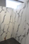 6 x Bathroom Wall Panels With a Marble Style Design - Size: H204 x W59/99/120/119/99/57 cms
