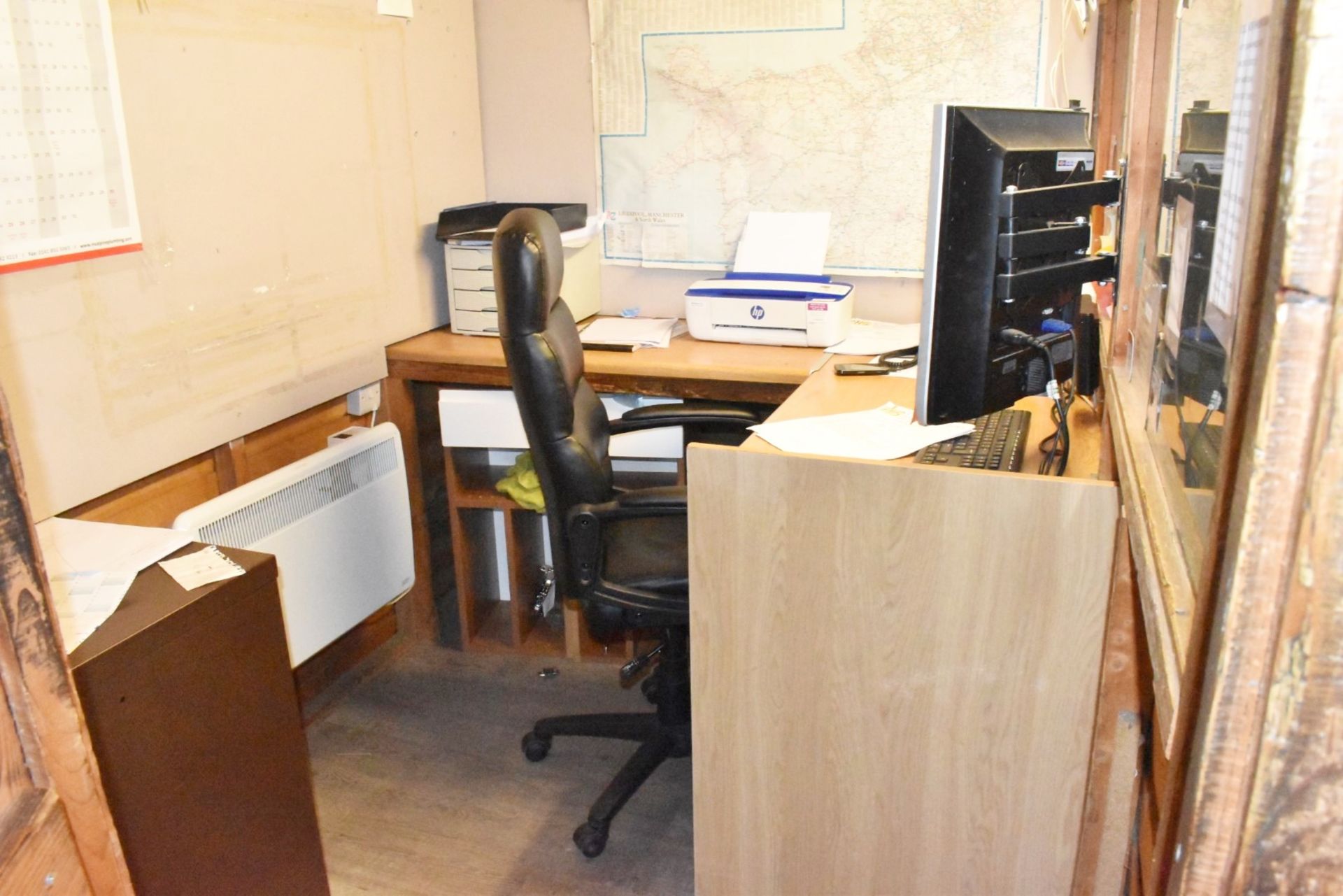 1 x Wooden Shed Office Conversion - Used Indoors Only - With a Heater, Office Furniture and Plugs - Image 14 of 30