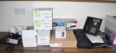 1 x Collection of Office Accessories - Keyboards, Stationary, Speakers, Mugs, Till Rolls, & More