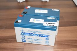 2 x Power Stone Sealed Rechargeable 12v 7.0amp Batteries - Model PS-1270 F1 - RRP £50