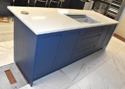 1 x LochAnna Ex Display Kitchen Island Finished in Indigo Blue With Cosentino Silestone Worktop