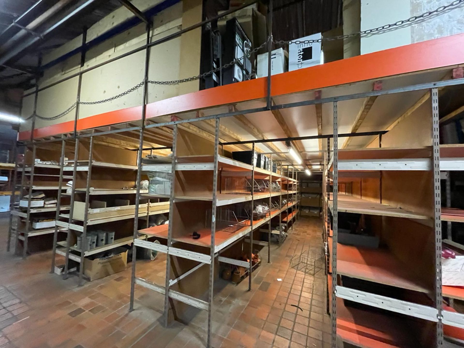 1 x Mezzanine Floor Over a Large Collection of Shelving With Timber Staircase - Size: 3m x 12m x 9m - Image 5 of 38