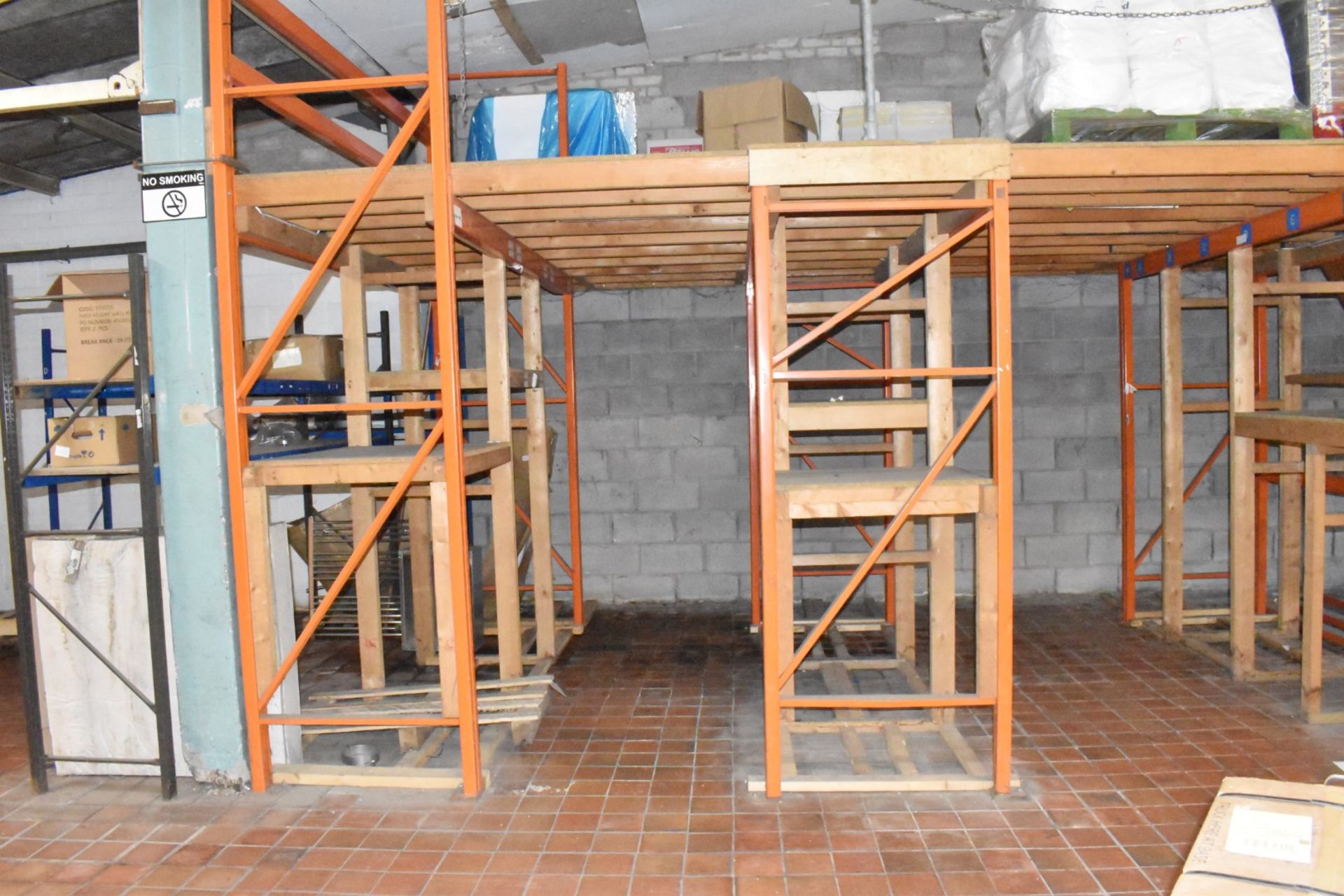 1 x Mezzanine Floor Construction of Steel Racking and Timber - Includes Staircase - Size: W11m x D3m - Image 11 of 18