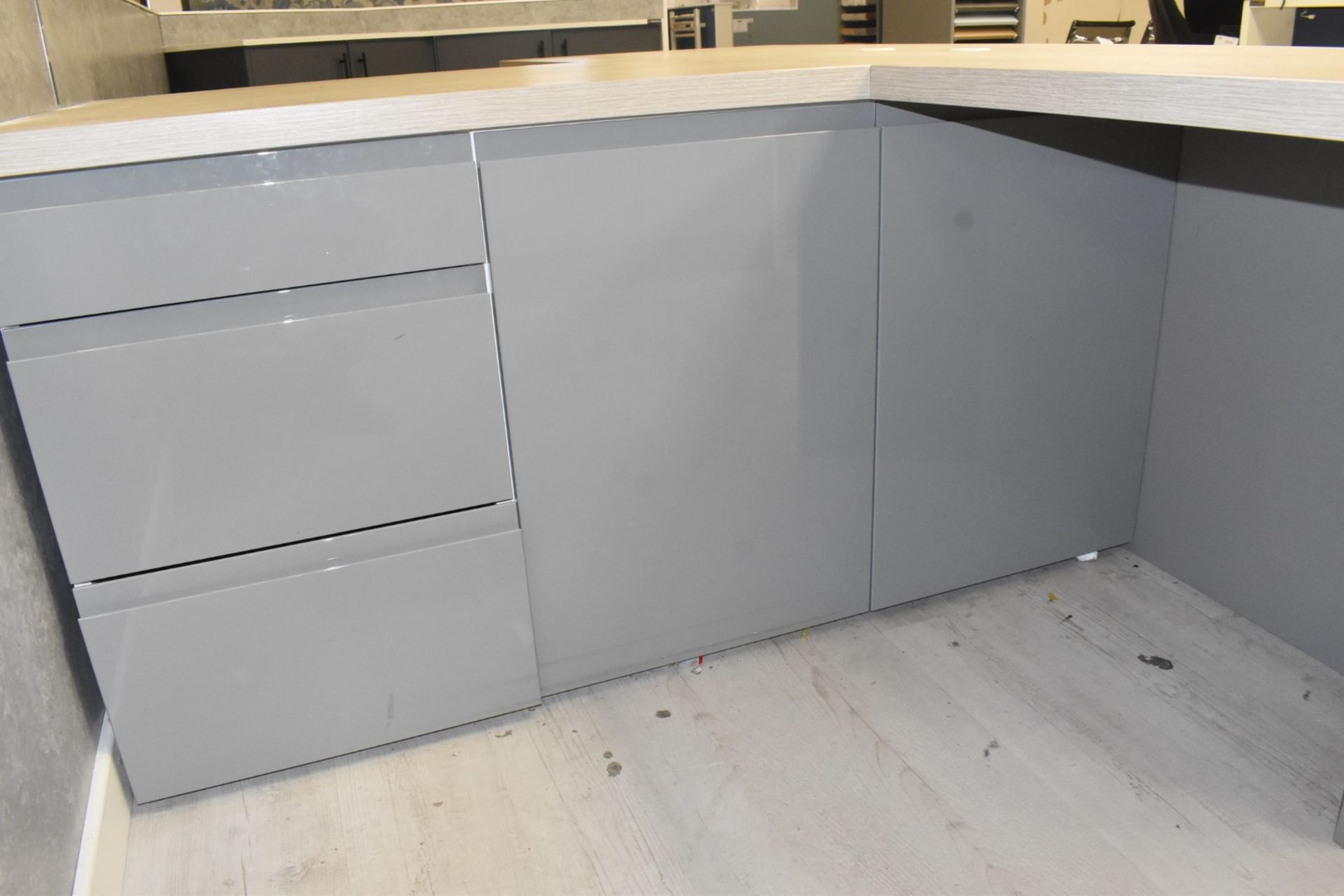 1 x Multi-User Office Desk For Staff / Clients With Cupboard and Drawer Space - Light Wood Finish - Image 6 of 16