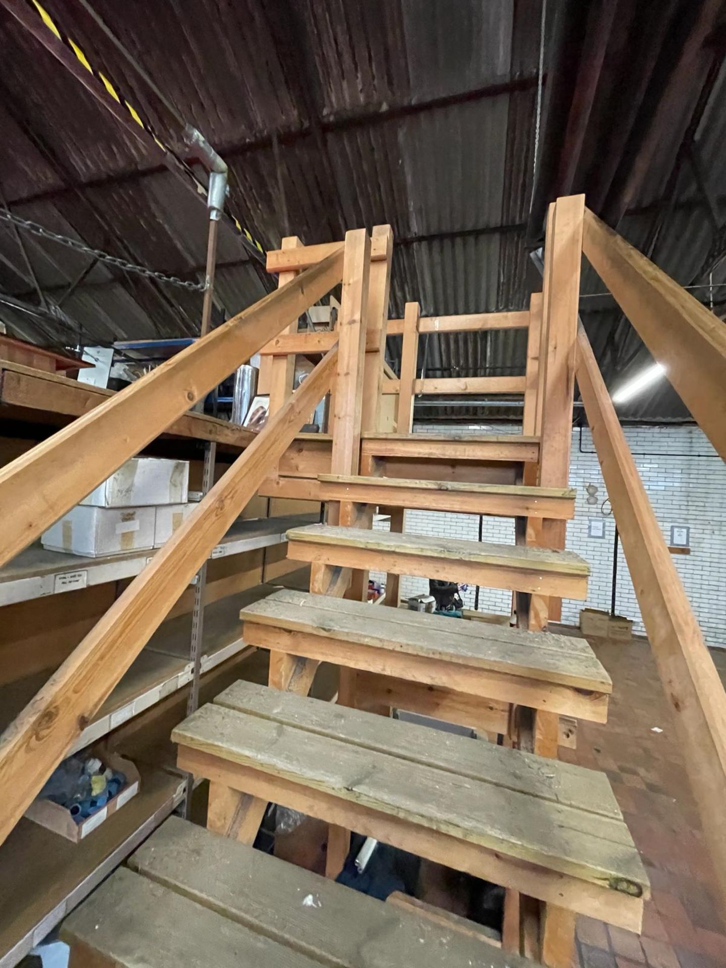 1 x Mezzanine Floor Over a Large Collection of Shelving With Timber Staircase - Size: 3m x 12m x 9m - Image 8 of 38