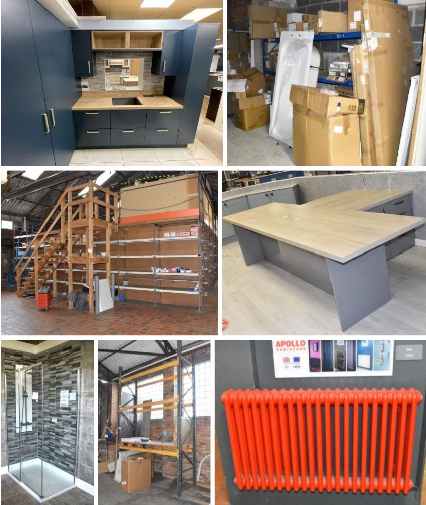 Contents of a Wrexham Kitchen and Bathroom Showroom & Warehouse - Ex Display Kitchens & Bathrooms, Mezzanine Flooring, Racking, Job Lots & More!