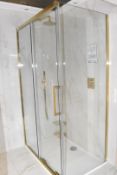 1 x Optix 10 Sliding Door 1200mm Brass Shower Enclosure With Side Panel, Shower Tray