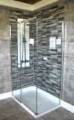1 x Pinnacle 8 1200mm Corner Sliding Door Shower Enclosure With Side Panel, Shower Tray, Towel Rail
