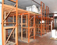 1 x Mezzanine Floor Construction of Steel Racking and Timber - Includes Staircase - Size: W11m x D3m