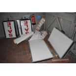 3 x Rotating Metal SALE Signs Plus Various Signs and Case