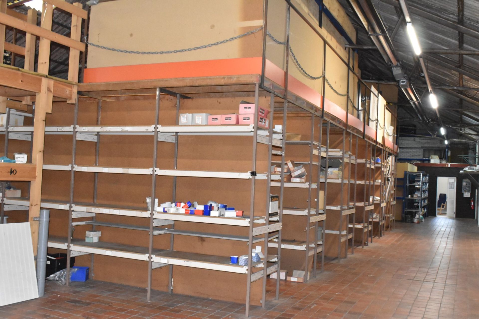 1 x Mezzanine Floor Over a Large Collection of Shelving With Timber Staircase - Size: 3m x 12m x 9m - Image 22 of 38