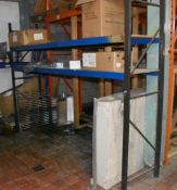 2 x Bays Of Warehouse Shelving and a Small Wooden Unit, All Including Contents