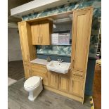 1 x Selection of Bathroom Furniture - Oak Finish Featuring a Vanity Unit With Basin and Mixer Tap