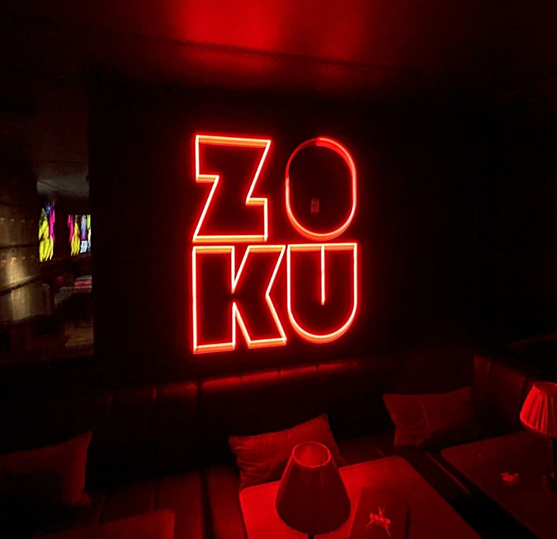 1 x RED NEON Wall Sign ZOKU - ZO KU - Dimensions: 210 x 115 cms - Image 2 of 5
