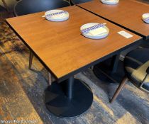 1 x Restaurant Dining Table with a Heavy Duty Pedestal and Wooden Table Top with Metal Edge
