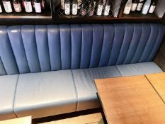 1 x Freestanding Banquette Seating Bench Featuring a Ribbed Back and a French Navy Blue Faux Leather