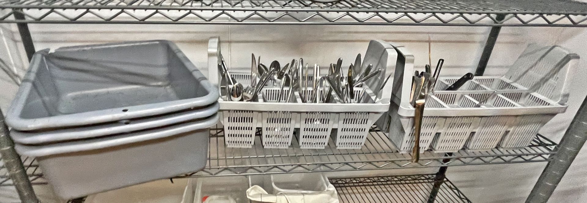 2 x Dishwasher Cutlery Rack Baskets with a Collection of Cutley and Three Wash Bowls - Image 2 of 4
