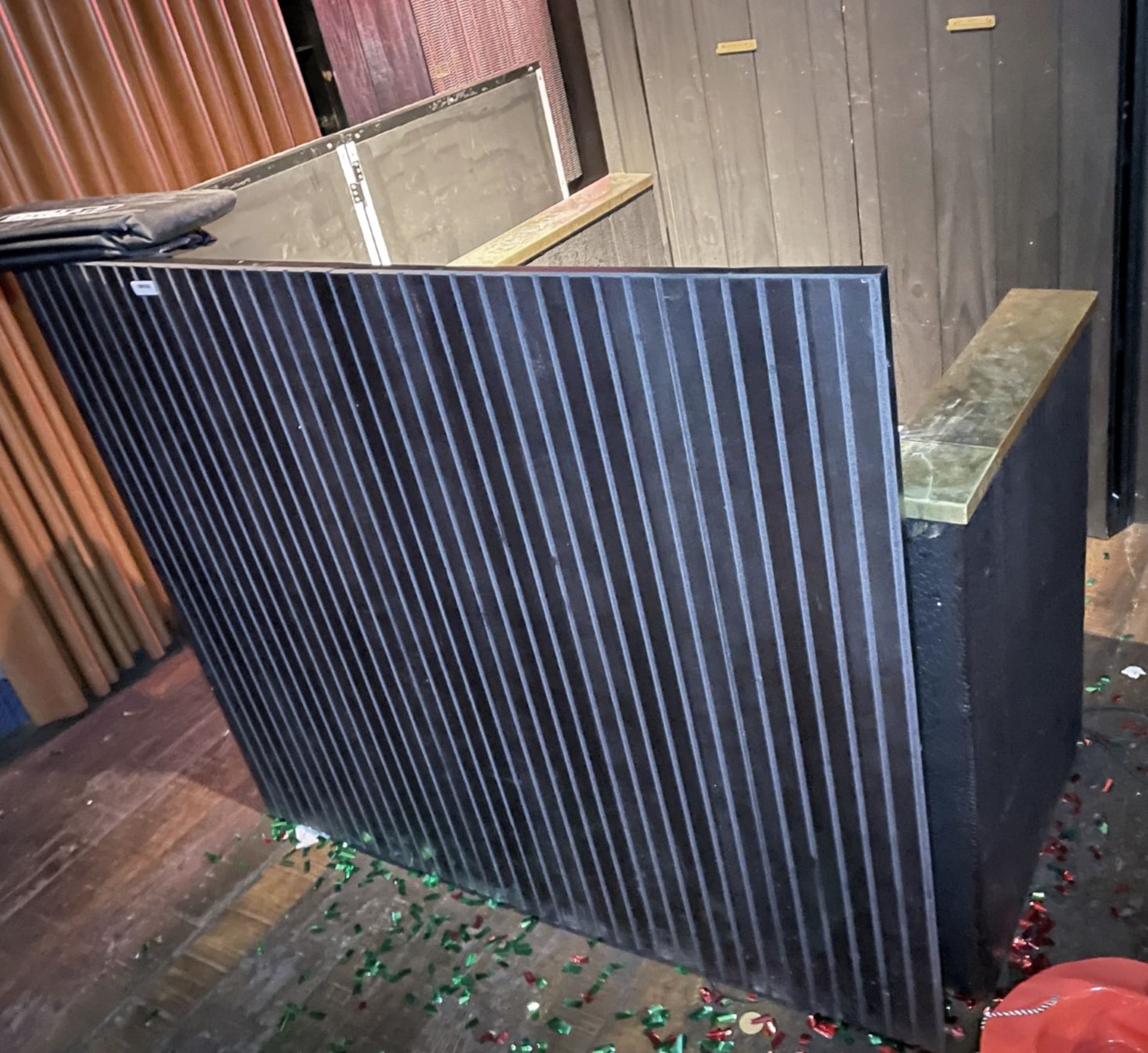 1 x Bespoke DJ Booth Area With a Burnt Charcoal Wood Finish and a Brass Counter Surround - Image 6 of 13