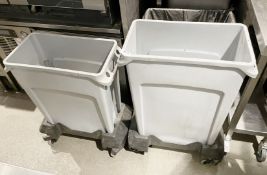 3 x Rubbermaid Commercial Kitchen Waste Bins with Mobile Bases