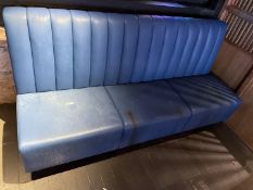 1 x Freestanding Banquette Seating Bench Featuring a Ribbed Back and a French Navy Blue Faux Leather