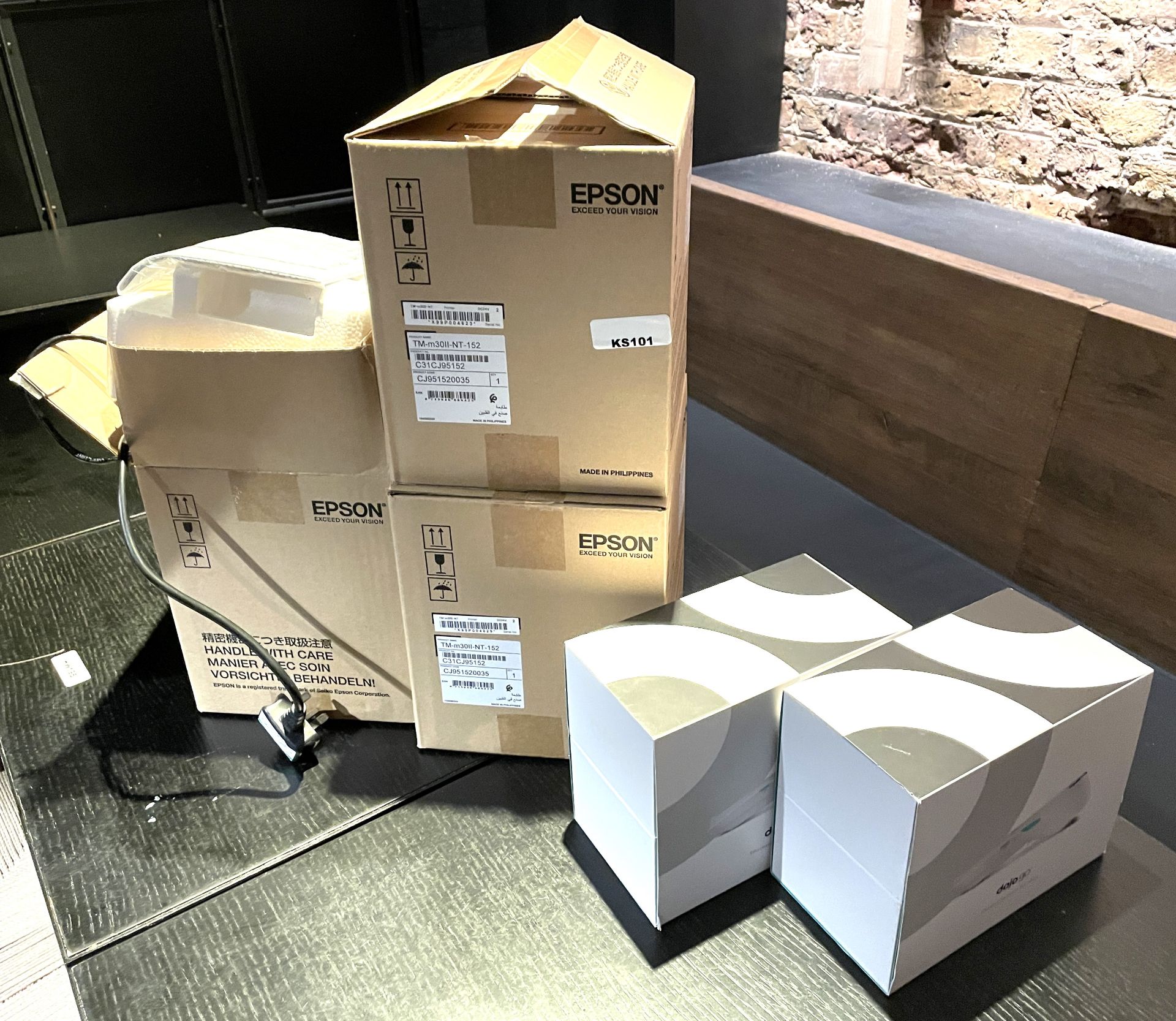 3 x Epson TM-M30II Thermal POS Printers For Apple Devices and 2 x DoJo Go A920 Payment Terminals