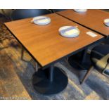 1 x Restaurant Dining Table with a Heavy Duty Pedestal & Wooden Table Top with Metal Edge Protection