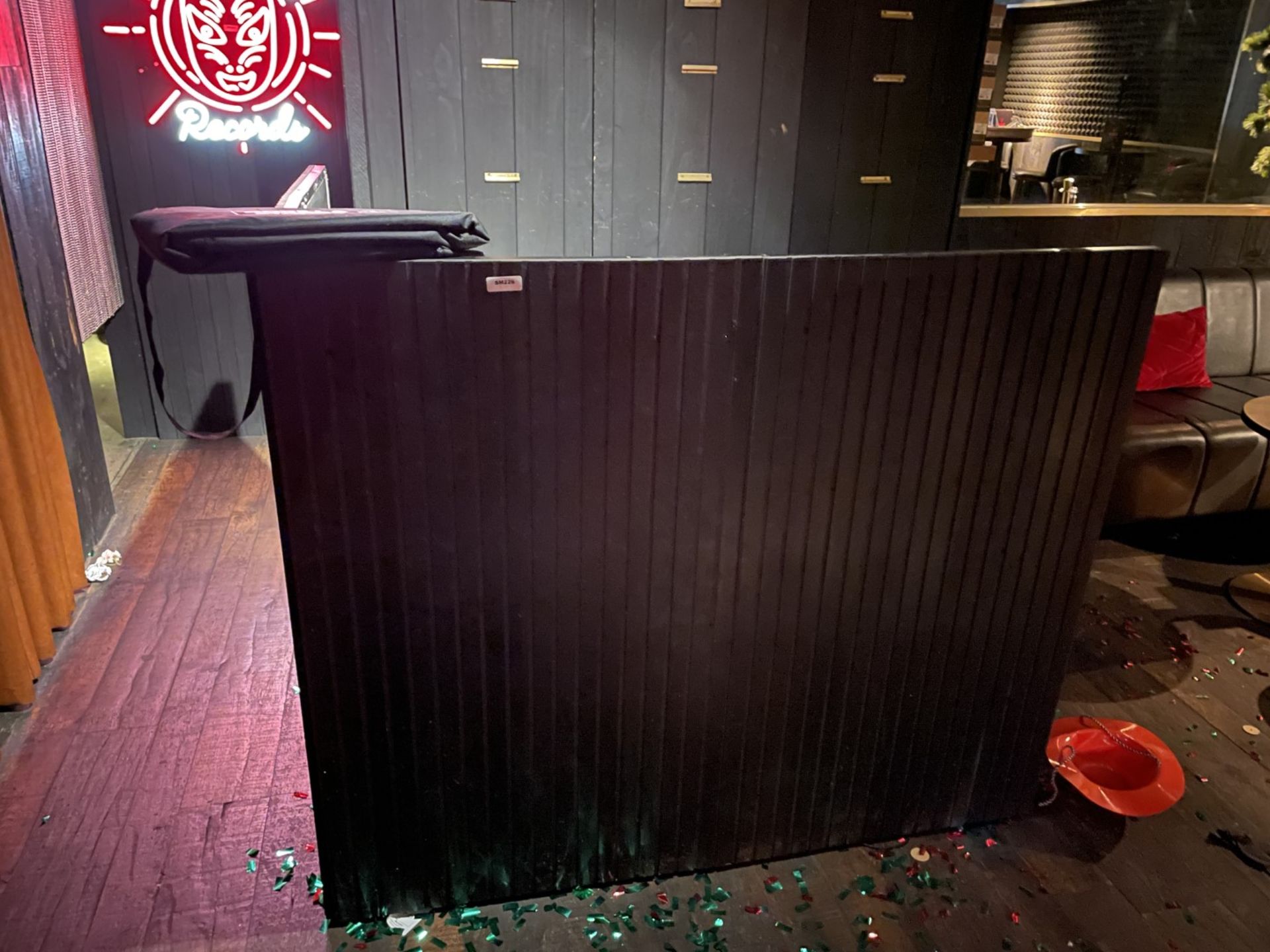 1 x Bespoke DJ Booth Area With a Burnt Charcoal Wood Finish and a Brass Counter Surround - Image 2 of 13