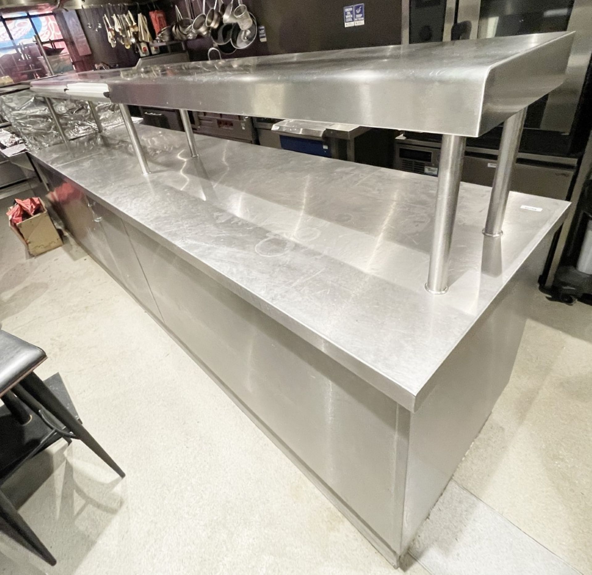 1 x Bespoke 15ft Commercial Kitchen Preparation Island with a Stainless Steel Construction