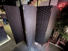 1 x Room Divider Privacy Screen with Five Woven Panels in Black - Dimensions: H160 x W200 cms