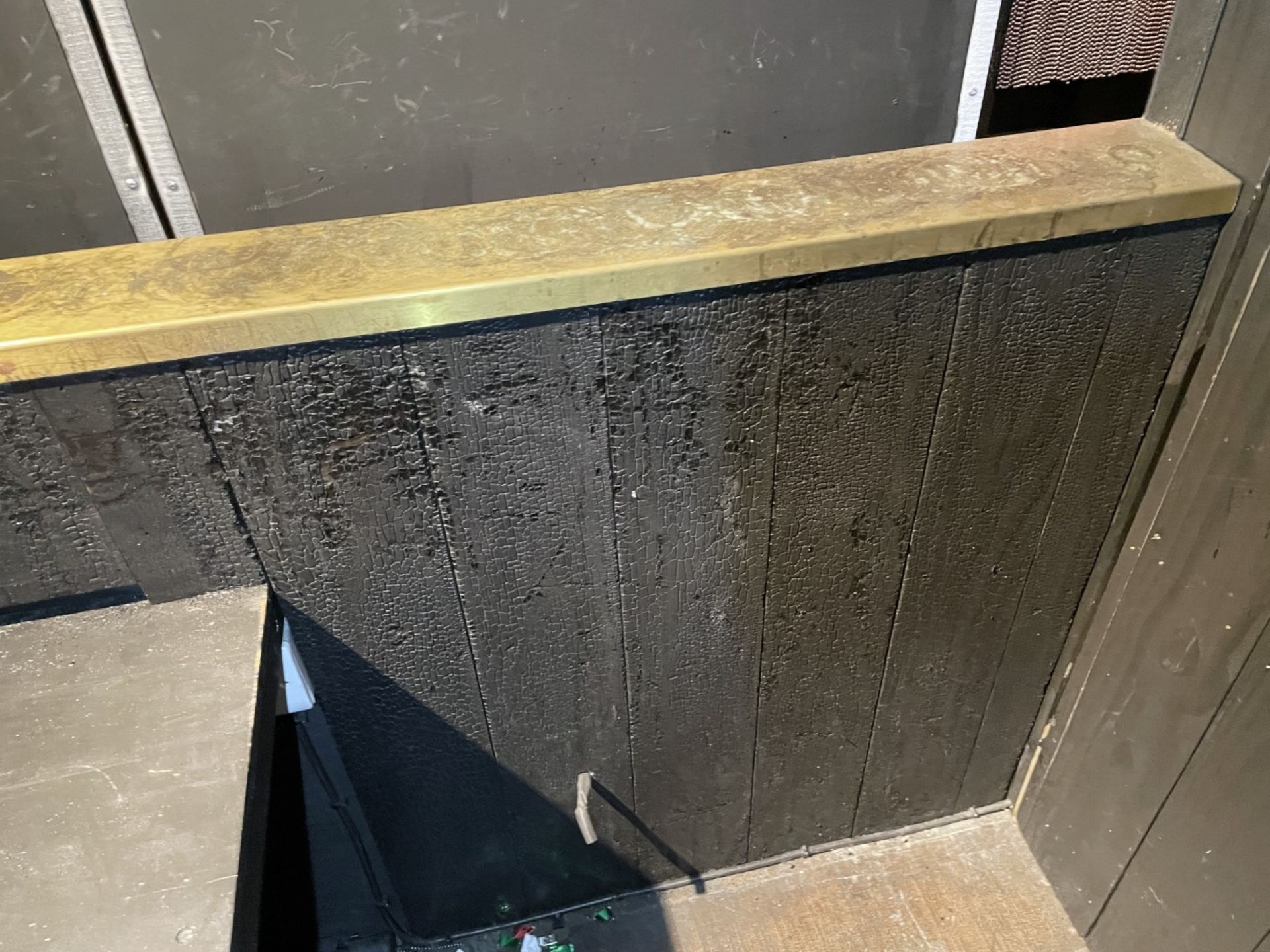 1 x Bespoke DJ Booth Area With a Burnt Charcoal Wood Finish and a Brass Counter Surround - Image 9 of 13