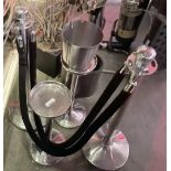 2 x Chrome Ice Bucket Stands with One Ice Bucket and 2 x Chrome Stanchions and Rope