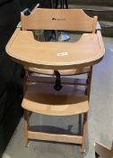 2 x Bebecomfort Childrens High Chairs with a Natural Wood Finish