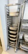 1 x Stainless Steel Upright Tray Stand on Castors with Assorted Gastro Cooking Trays