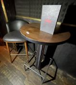 1 x Industrial Style Poser Table Featuring a Fabricated Steel Base With Footrests, Table Top Edge