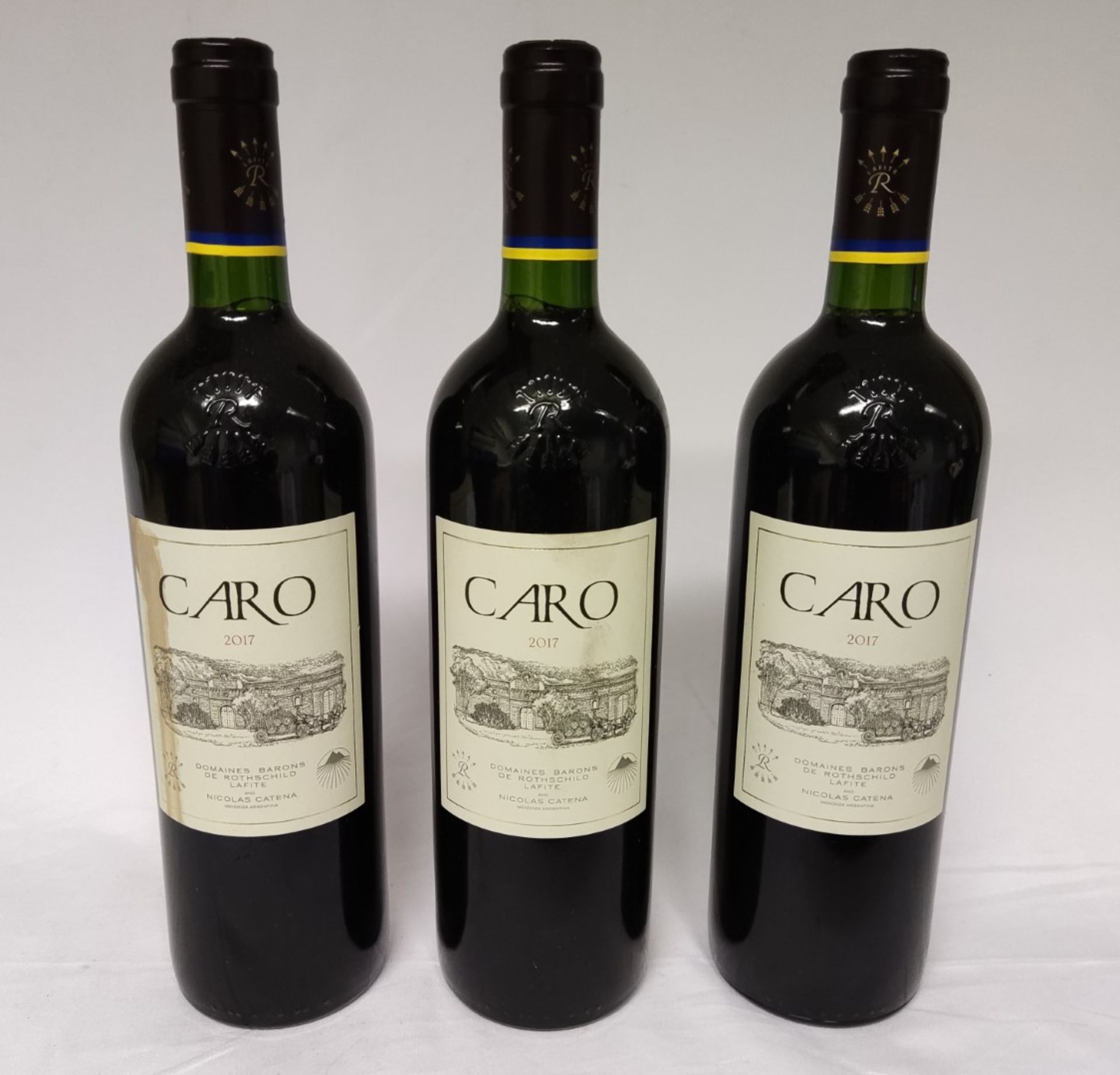 3 x Bottles of 2017 Bodegas Caro, Domaines Barons De Rothschild Lafite And Nicolas Catena - Red Wine