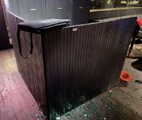 1 x Bespoke DJ Booth Area With a Burnt Charcoal Wood Finish and a Brass Counter Surround