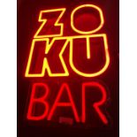1 x RED NEON Wall Sign ZOKU BAR - ZO KU BAR - Dimensions: 65 x 40 cms