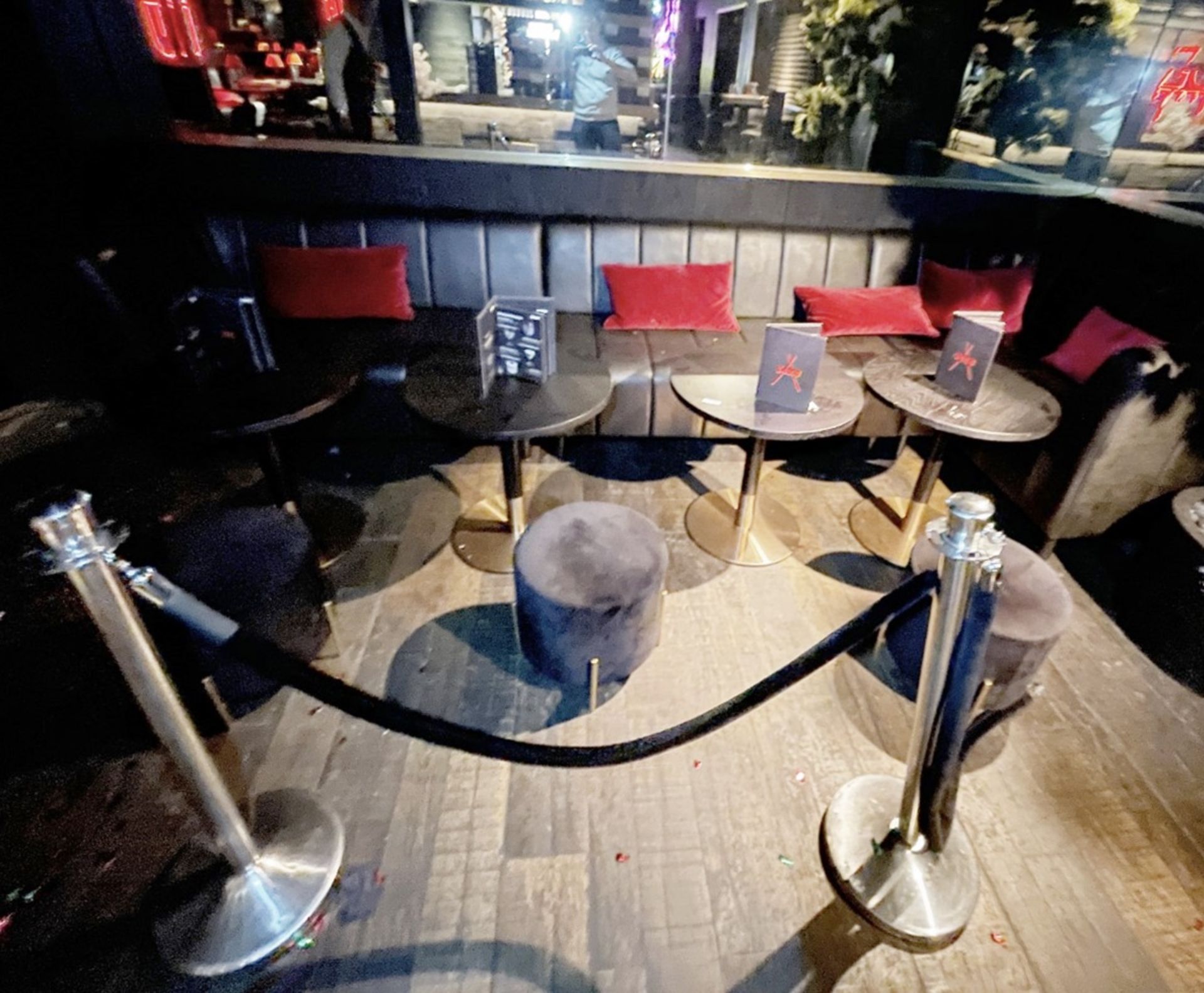 1 x Complete VIP Seating Area - 1 x Large Seating Bench, 4 x Tables, 4 x Stools and 2 x Stanchions - Image 14 of 14