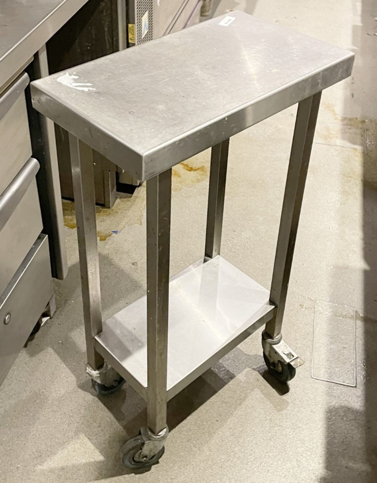 1 x Stainless Steel Mobile Prep Island on Lockable Castors - Dimensions: H90 x W30 x D55 cms - Image 5 of 5