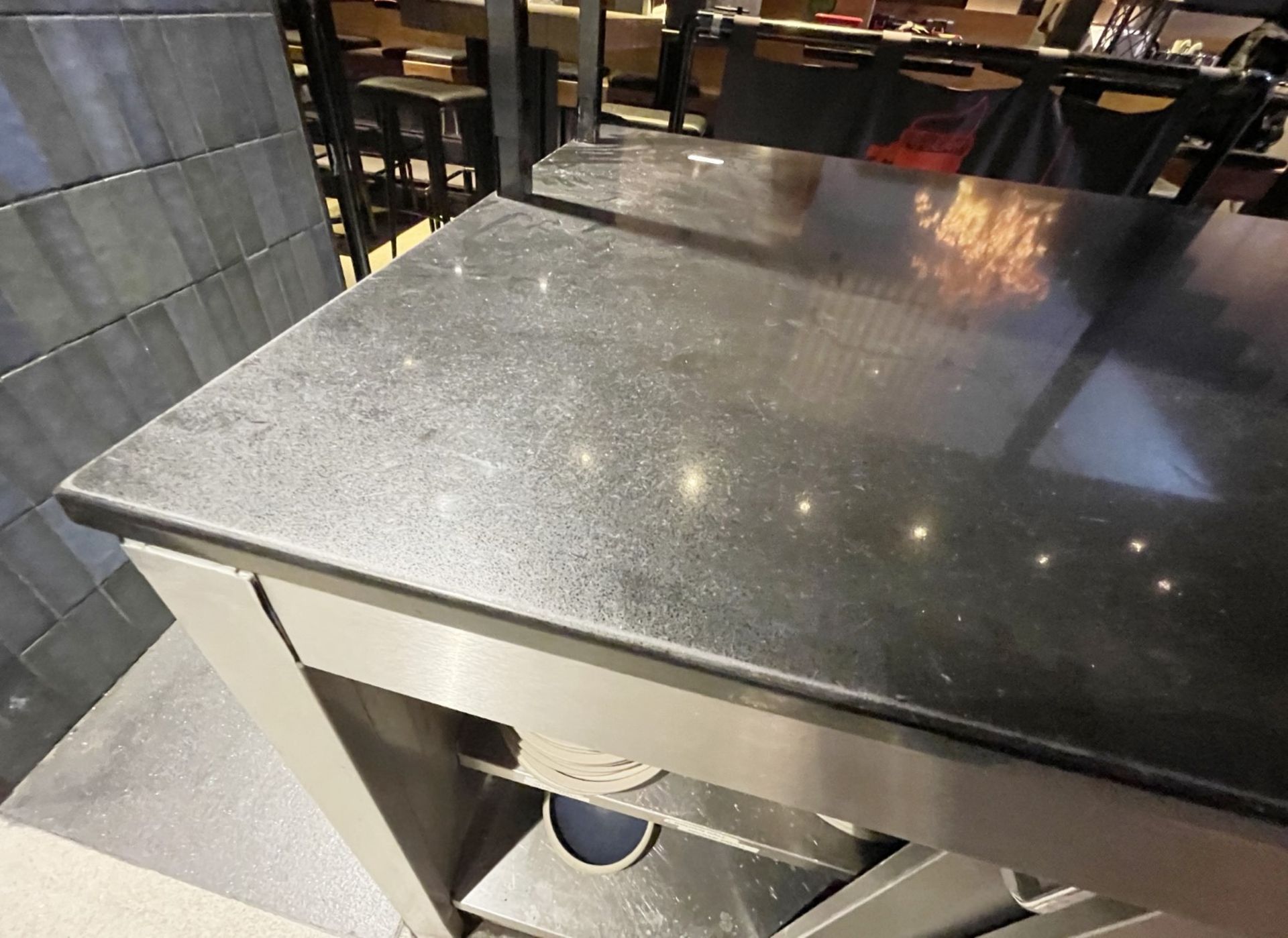 1 x Restaurant Passthrough Kitchen Counter Featuring a Large Black Corian Worksurface - Image 9 of 12