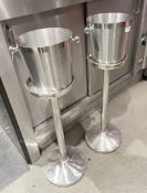 2 x Champagne Ice Buckets with Chrome Stands