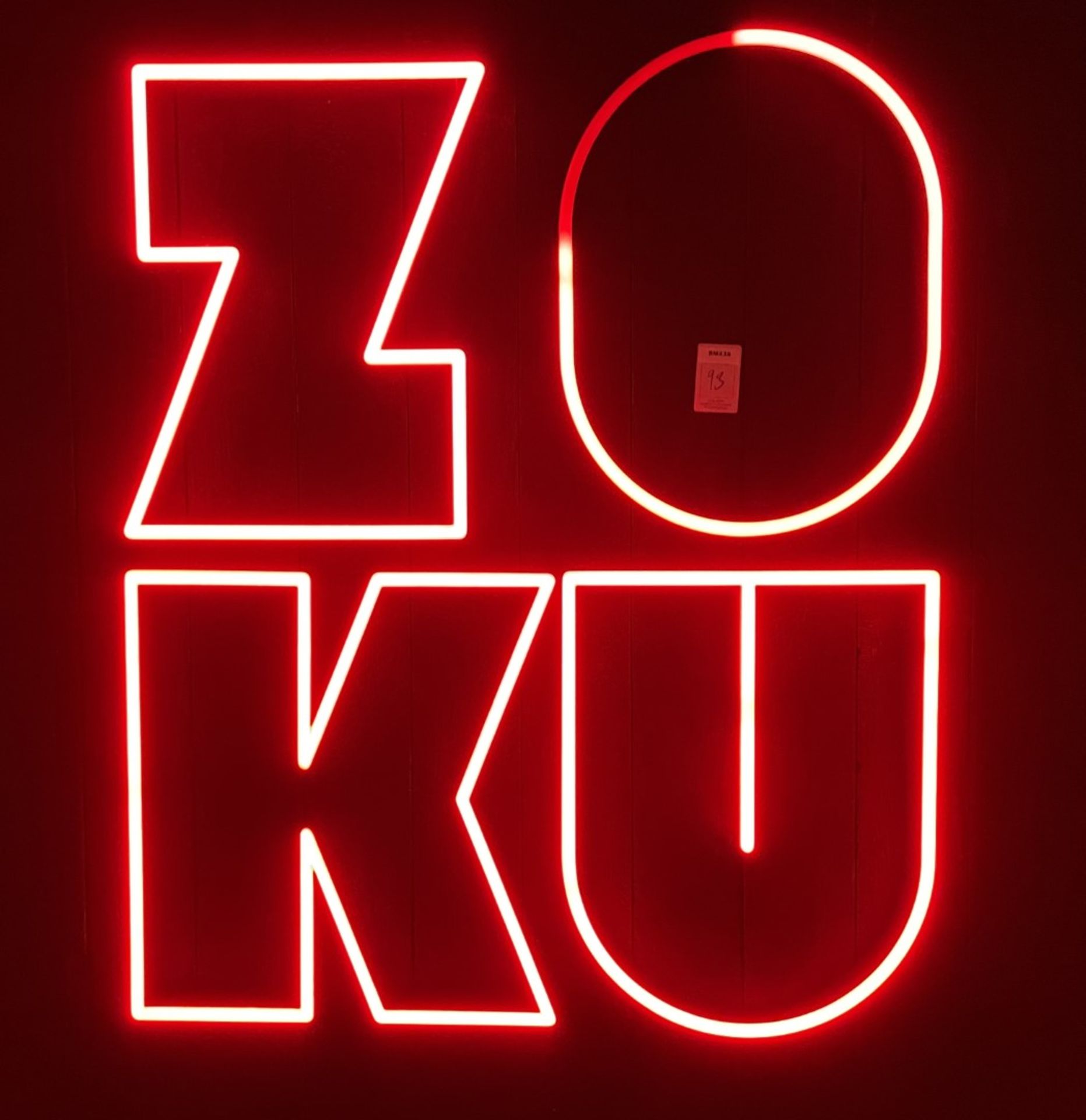 1 x RED NEON Wall Sign ZOKU - ZO KU - Dimensions: 210 x 115 cms