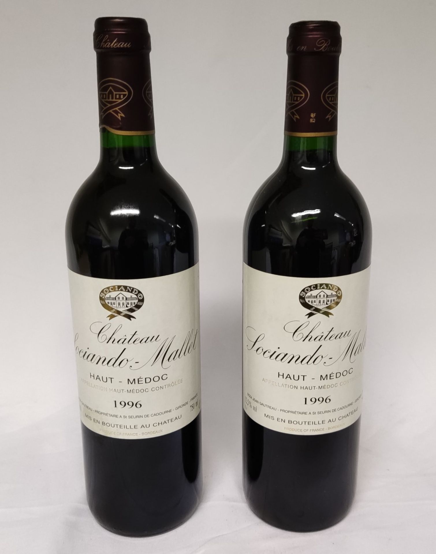 2 x Bottles of 1996 Chateau Sociando-Mallet, Haut-Medoc, France - Dry Red Wine - RRP £260