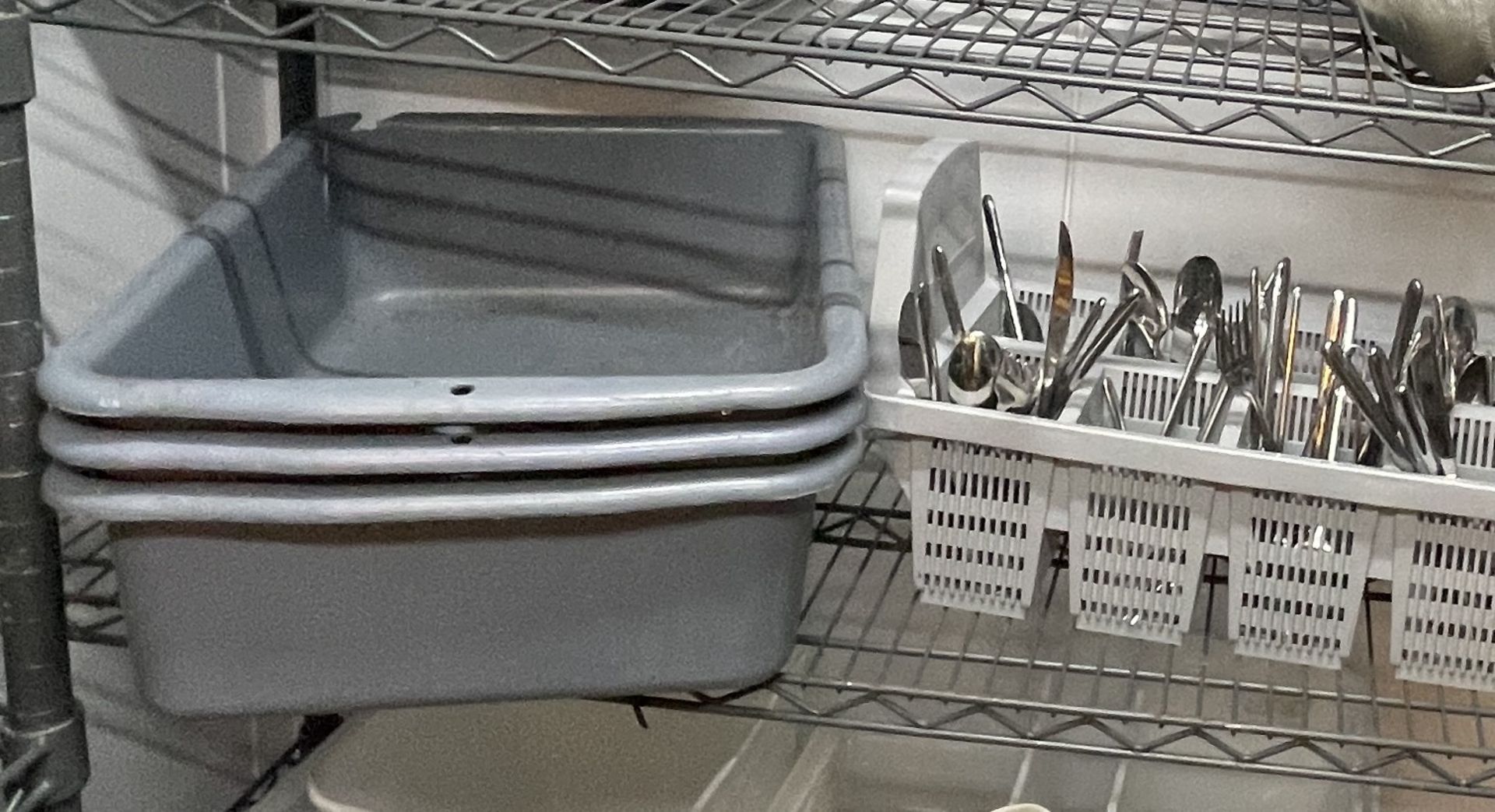 2 x Dishwasher Cutlery Rack Baskets with a Collection of Cutley and Three Wash Bowls - Image 3 of 4