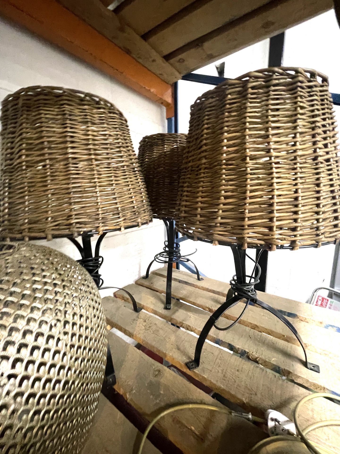 3 x Table Lamps With Wicker Shades - Height 62cm x W38cm Diameter - Image 3 of 4