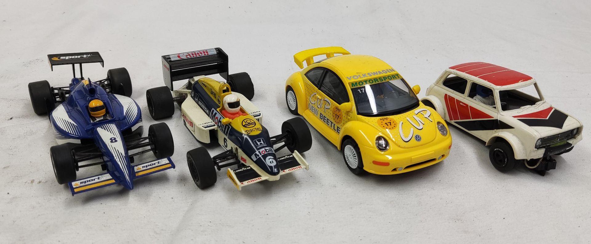 4 x Scalextric Cars Including VW Beetle, F1 Car, Open Wheeler and Mini Clubman 1275GT - Tested and - Image 3 of 11