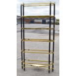 1 x Opulent Art Deco-Style 2.3-Metres Tall Display Unit in Black and Gold (No Shelves) - Ref: HBK582