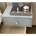 Pair of Stylish Wall Hung Bedside Drawers with a Grey Lacquer Finish and Glass Handles
